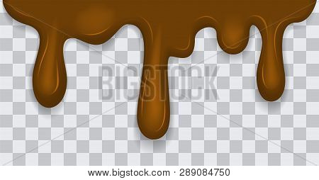 Dripping Melted Chocolates Isoalted. Realistic 3d Rector Illustration Of Liquid Chocolate Cream Or S
