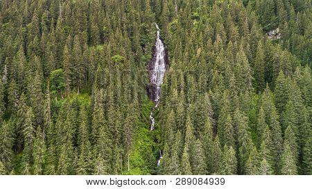 Waterfall Tumultuous In The Bad Valley. Fagaras Mountains, Romania