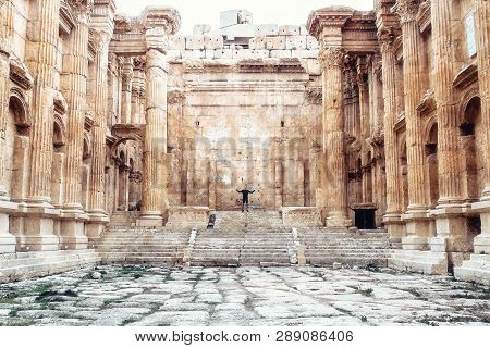 Historic Ancient Roman Bacchus Temple In Baalbek, Lebanon