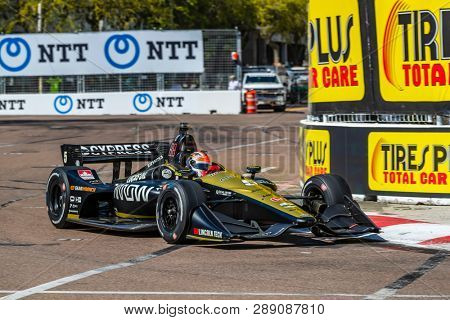 March 08, 2019 - St. Petersburg, Florida, USA: JAMES HINCHCLIFFE (5) of Canada goes through the turns during practice for the Firestone Grand Prix of St. Petersburg 