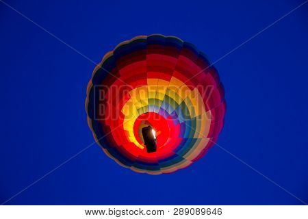 Close Up Of A Hot Air Balloon In Mid Air In Capdocia