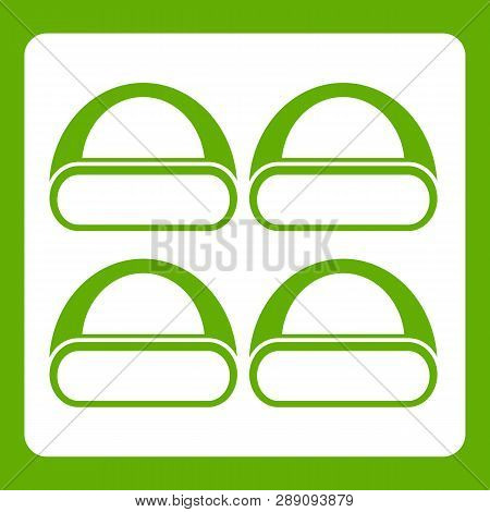 Different Sushi Icon White Isolated On Green Background. Illustration