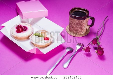 Coffee With Sweets. Mug And Cakes. Dessert Appliances.