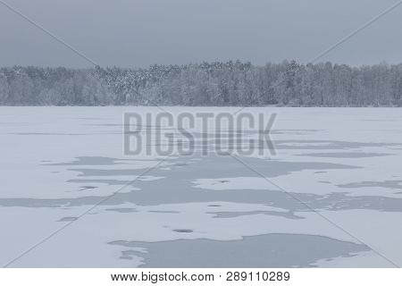 Bavarian Winter Landscape Next Next To Schwandorf, Charlottenhofer Weihergebiet