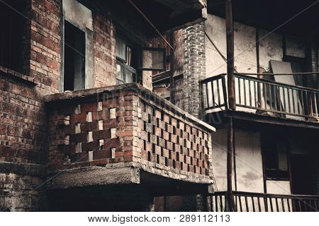 Balcony closeup in Xiahao Old street in Chongqing, China.