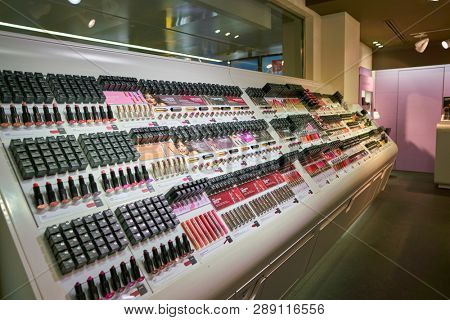 LINATE, ITALY - CIRCA NOVEMBER, 2017: cosmetics on display at Milan Linate Airport.