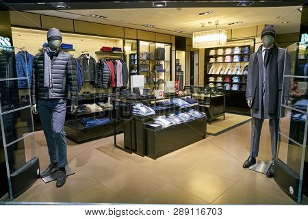 LINATE, ITALY - CIRCA NOVEMBER, 2017: Hugo Boss shop in Milan Linate Airport.