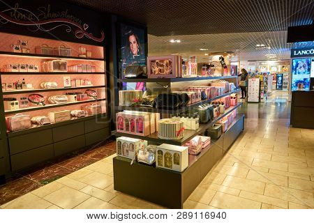 LINATE, ITALY - CIRCA NOVEMBER, 2017: Victoria's Secret shop Milan Linate Airport.