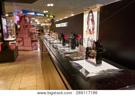 LINATE, ITALY - CIRCA NOVEMBER, 2017: Victoria's Secret shop Milan Linate Airport.