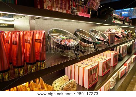 LINATE, ITALY - CIRCA NOVEMBER, 2017: Victoria's Secret shop Milan Linate Airport.