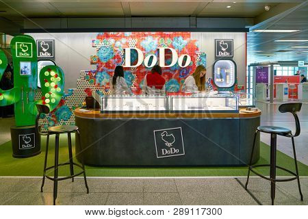 LINATE, ITALY - CIRCA NOVEMBER, 2017: DoDo shop in Milan Linate Airport.