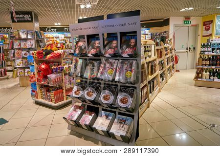LINATE, ITALY - CIRCA NOVEMBER, 2017: goods on display at Milan Linate Airport.