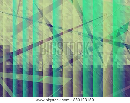 Vector Abstract Futuristic Geometric Background. Textured Wallpaper In Mosaic Style With Lines. Vect