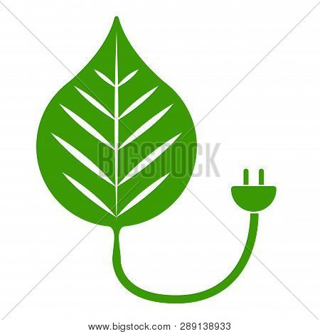 Leaf With A Current Cable Icon. Vector Illustration Design