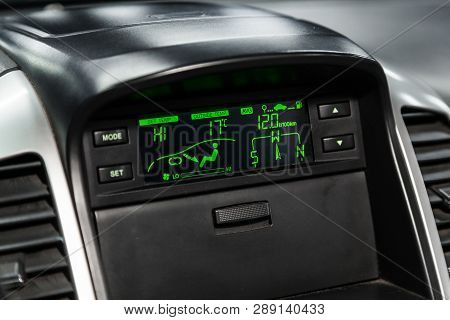 Novosibirsk, Russia - March 11, 2019:  Chevrolet Captiva,close-up Of The Dashboard, Monitor With Clo