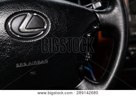 Novosibirsk, Russia - March 11, 2019:  Lexus Lx-470,close-up Of The Multiwheel With Phone Setting An