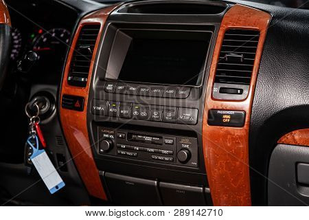 Novosibirsk, Russia - March 11, 2019:  Lexus Lx-470,close-up Of The Dashboard, Adjustment Of The Blo