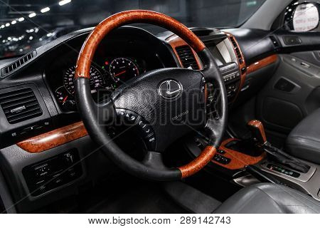Novosibirsk, Russia - March 11, 2019:  Lexus Lx-470,close-up Of The Dashboard, Speedometer, Tachomet