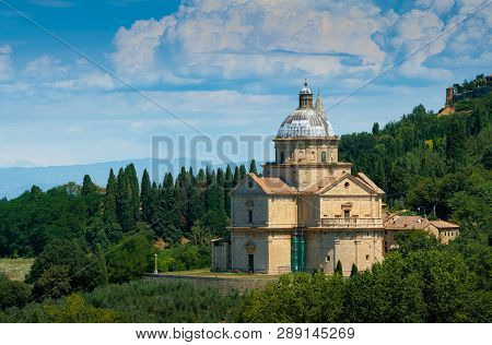 San Biagio Is A Renaissance Greek Cross Central Plan Church Outside Montepulciano, Tuscany, Italy