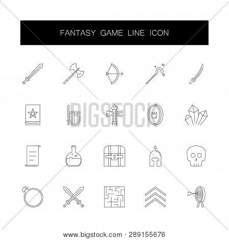 Line Icons Set. Fantasy Game Pack. Vector Illustration