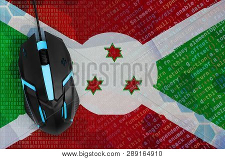 Burundi Flag  And Computer Mouse. Digital Threat, Illegal Actions On The Internet