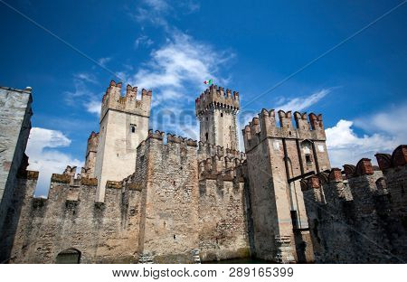 Rocca Scaligera Castle in Sirmione. Garda Lake, Italy