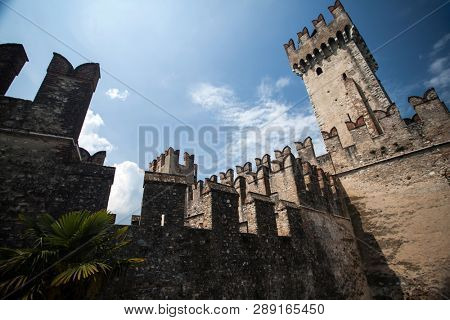 Rocca Scaligera Castle in Sirmione. Garda Lake, Italy