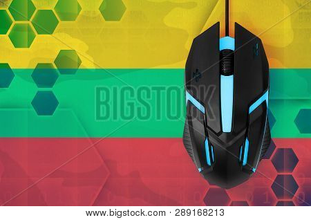 Lithuania Flag  And Computer Mouse. Concept Of Country Representing E-sports Team