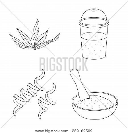 Vector Design Of Food And Vegan Icon. Collection Of Food And Weed Stock Vector Illustration.