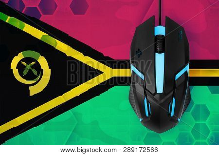 Vanuatu Flag  And Computer Mouse. Concept Of Country Representing E-sports Team