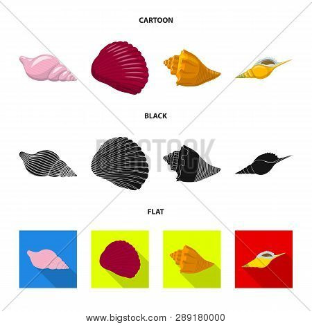 Vector Design Of Animal And Decoration Sign. Set Of Animal And Ocean Stock Vector Illustration.