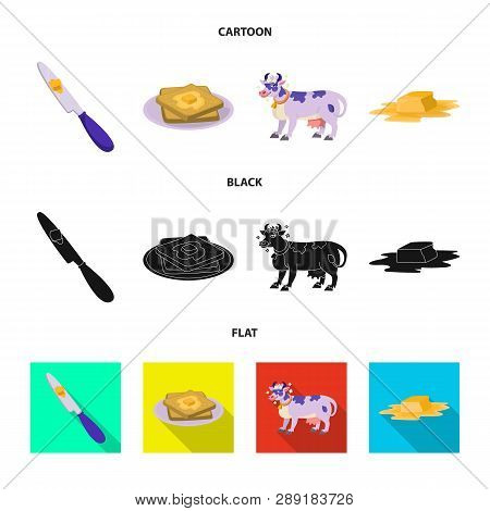 Vector Illustration Of Creamy And Product Sign. Set Of Creamy And Farm Stock Vector Illustration.