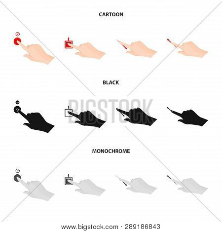 Vector Design Of Touchscreen And Hand Icon. Set Of Touchscreen And Touch Vector Icon For Stock.