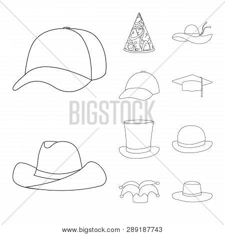 Isolated Object Of Headgear And Napper Sign. Set Of Headgear And Helmet Stock Symbol For Web.