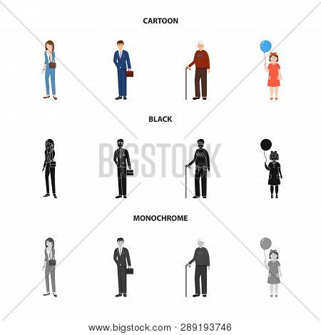 Vector Illustration Of Character And Avatar  Sign. Collection Of Character And Portrait Stock Vector