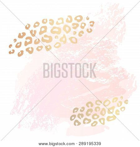 Golden Heart Pink Blank Nude Art Frames. Card Design Brush Stroke Lines Points Gold Premium Brochure