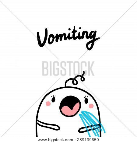 Vomiting Early Symptom Of Pregnancy Hand Drawn Illustration With Cute Marshmallow