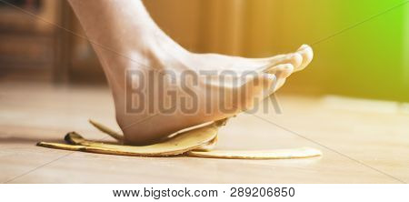 Leg Slip On Banana Peel And Have An Accident