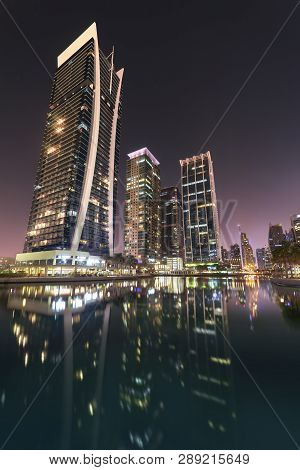 Skyscrapers On The Lake, Emirates, Dubai, Jumeirah Lakes Towers, Dec.2017