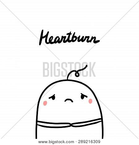 Heartburn Early Symptom Of Pregnancy Hand Drawn Illustration With Cute Marshmallow