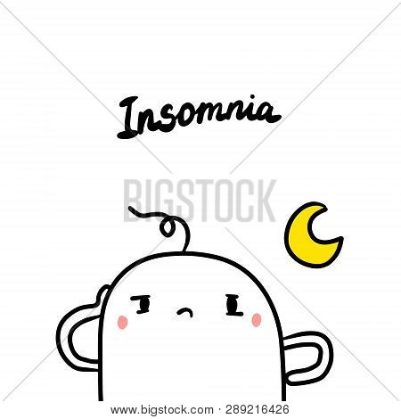 Insomnia Symptom Of Pregnancy Hand Drawn Illustration With Cute Marshmallow