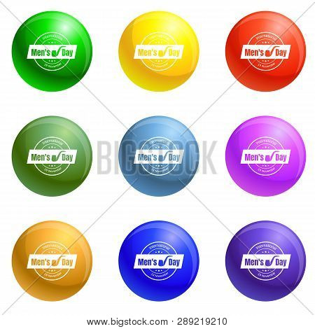 Mens Day Icons 9 Color Set Isolated On White Background For Any Web Design