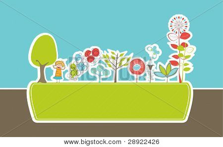 marco lindo eco con pequeñas flores de niña y fantasía