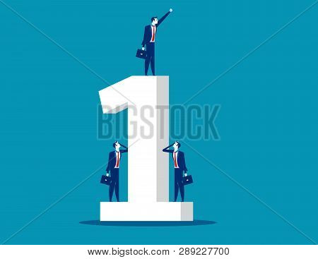 Businessman Standing The Number One. Concept Business Vector.