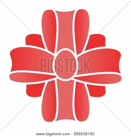 Bow On A Peresent Flat Icon. Gift Decor Color Icons In Trendy Flat Style. Ribbon Knot Gradient Style