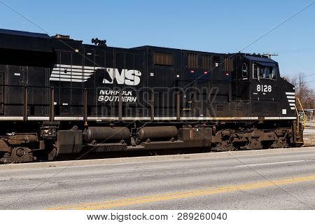 Indianapolis - Circa March 2019: Norfolk Southern Railway Engine Train. Ns Is A Class I Railroad In 