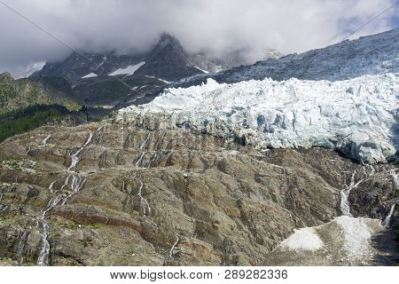 Majestic View Of Glacier Des Bossons. Alps. Chamonix.