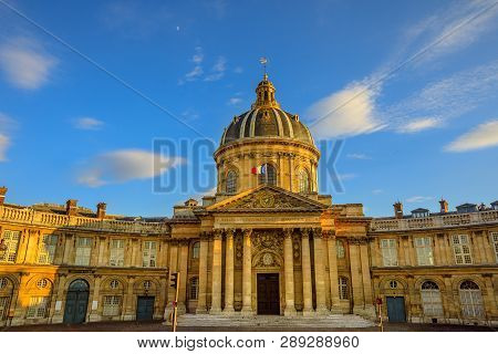 Central Dome Of Institut De France Building, A French Learned Society Group Of Five Academies In Par