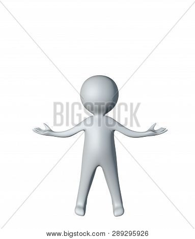 3D Illustration Of Plain Simple Man Full Body Figure With Copy Space