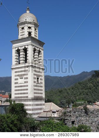 Bell Tower Of St Andrew Church In Levanto, Province Of La Spezia, Liguria, Italy